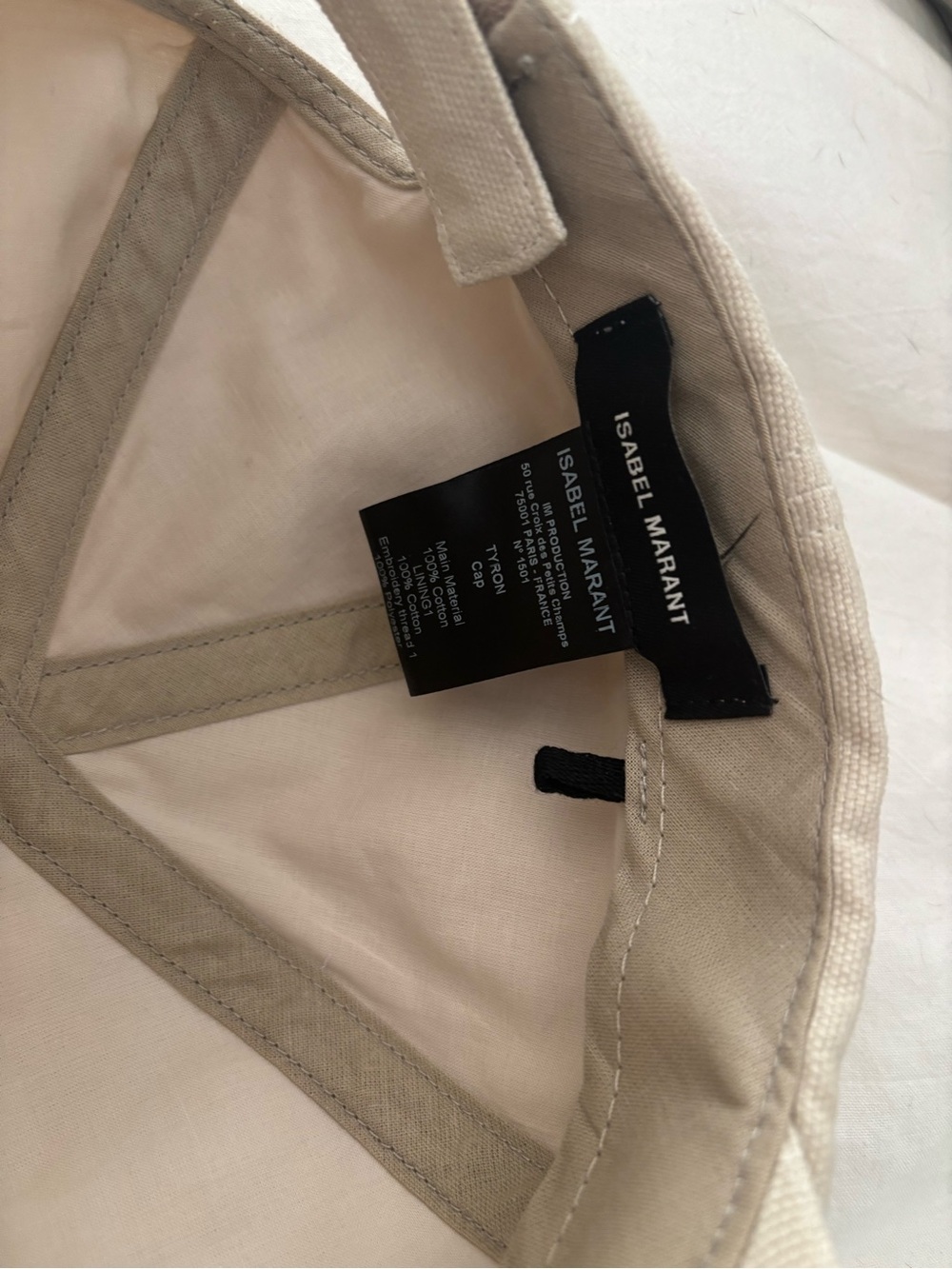 Isabel Marant Off-White Cotton Baseball Cap with Gray Logo Tag - Picture 2 of 4